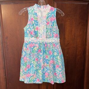 Lilly Pulitzer girls size 14 Dress in Blue and Pink Floral.